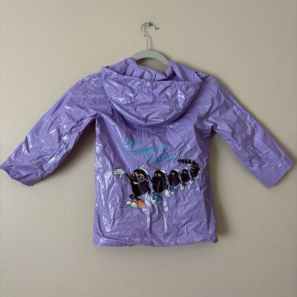 Vintage California Raisins 1987 Purple 100% Vinyl Rain Coat Jacket Kids Sz 5 - Picture 11 of 13
